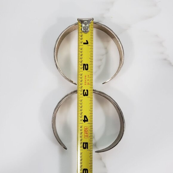 Set of 2 Vintage Elephant Cuff Bangle Bracelets Etched Engraved Boho Silver Tone - Picture 11 of 11